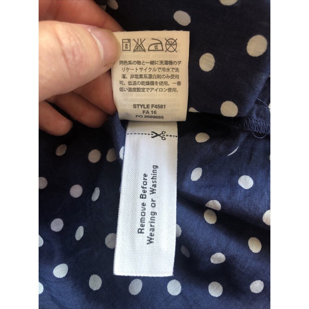 J Crew Blue White Polka Dot Long Sleeve Button Up Top Silk Blend Semi Sheer 8 - Picture 7 of 7